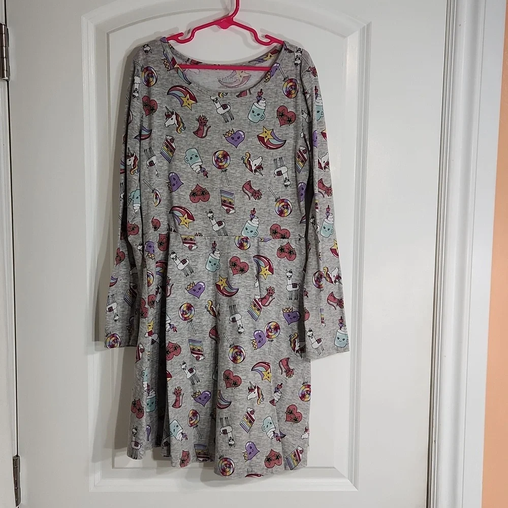 ☀️The Children's Place Large (10/12) Graphic Long Sleeve Dress